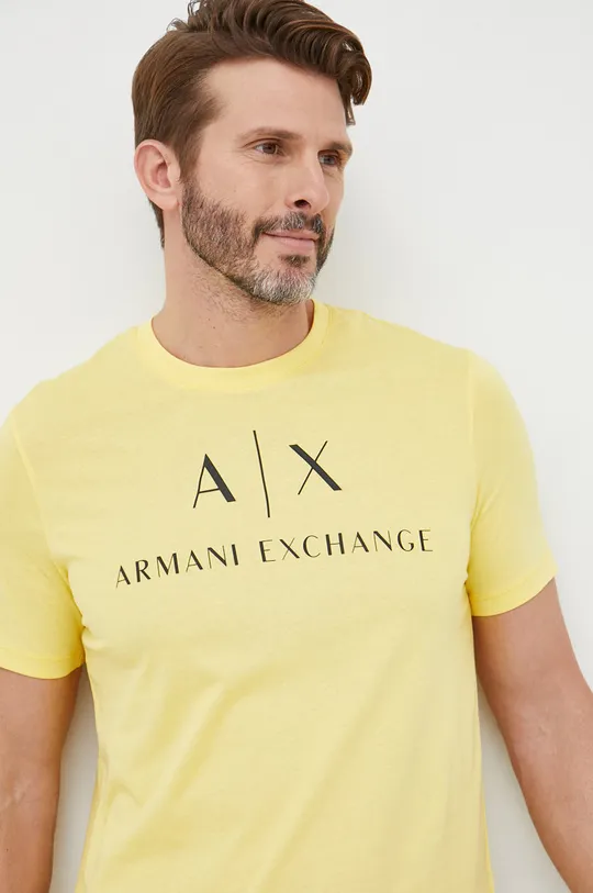 κίτρινο Βαμβακερό μπλουζάκι Armani Exchange