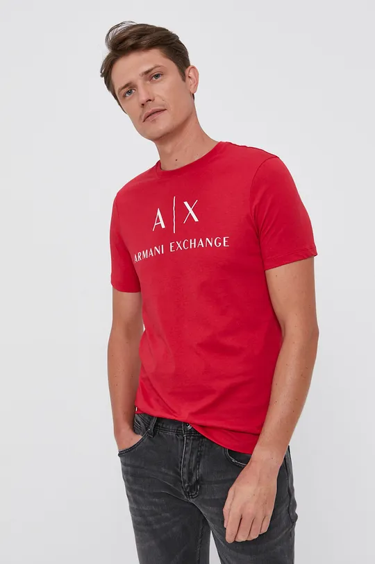 červená Bavlnené tričko Armani Exchange Pánsky