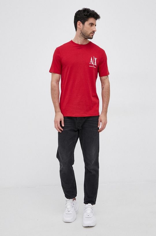 Armani Exchange T-shirt bawełniany czerwony