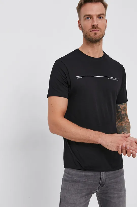 czarny Armani Exchange T-shirt bawełniany 6KZTAD.ZJA5Z Męski