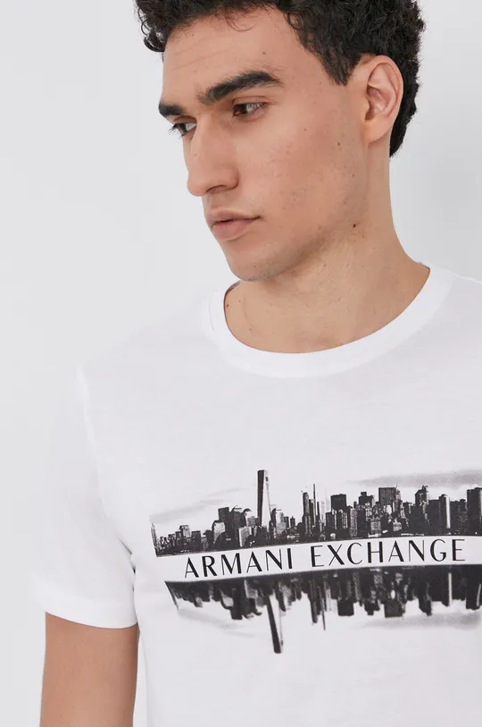 biały Armani Exchange T-shirt bawełniany 6KZTAE.ZJ5LZ