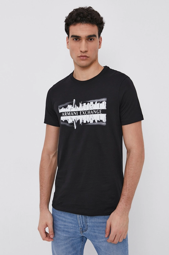 czarny Armani Exchange T-shirt bawełniany 6KZTAE.ZJ5LZ Męski