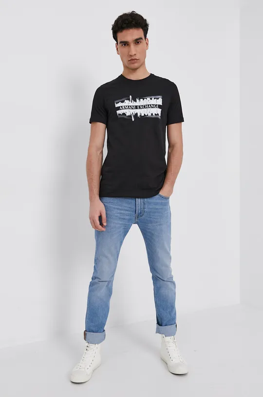 Armani Exchange T-shirt bawełniany 6KZTAE.ZJ5LZ czarny