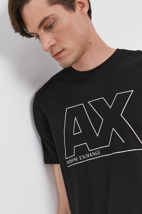 czarny Armani Exchange T-shirt bawełniany 6KZTFA.ZJBVZ Męski