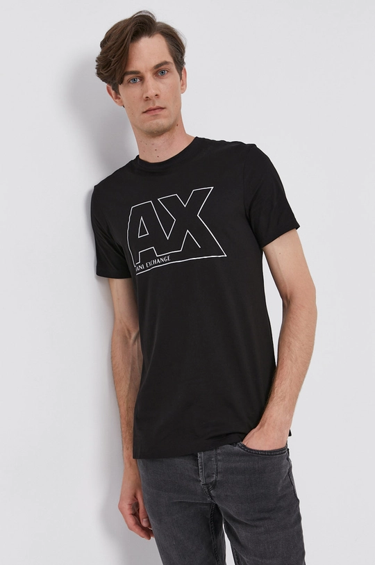 čierna Bavlnené tričko Armani Exchange