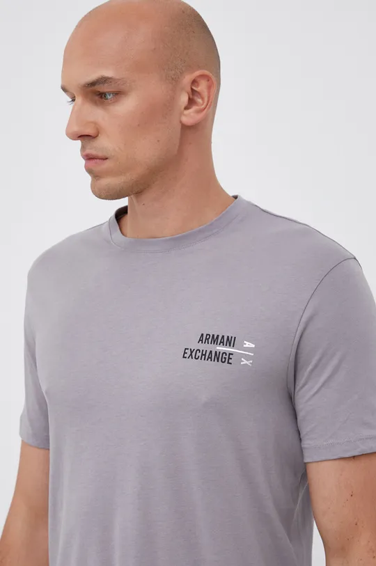 сірий Armani Exchange - Бавовняна футболка