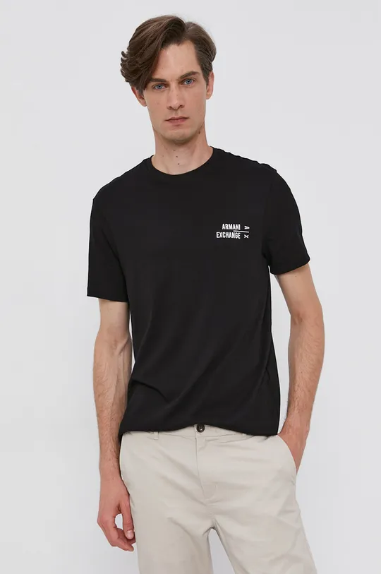 czarny Armani Exchange T-shirt bawełniany 6KZTFE.ZJH4Z Męski