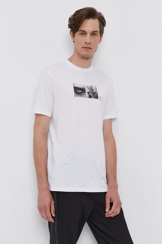 biały Armani Exchange T-shirt bawełniany 6KZTFH.ZJBVZ