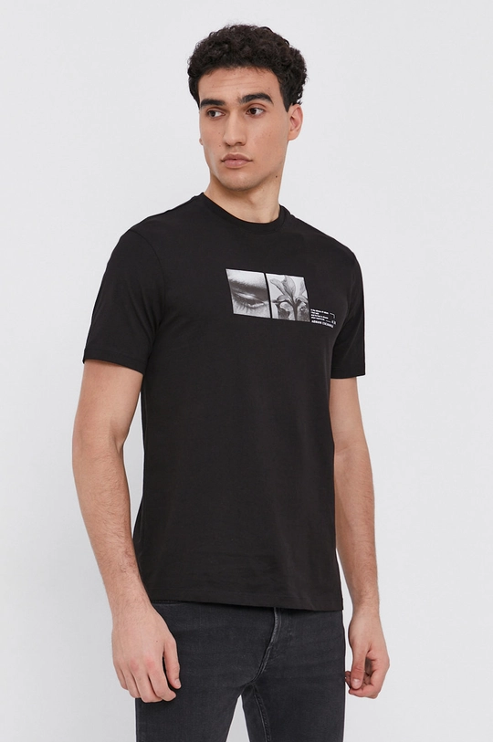 Armani Exchange T-shirt bawełniany 6KZTFH.ZJBVZ czarny