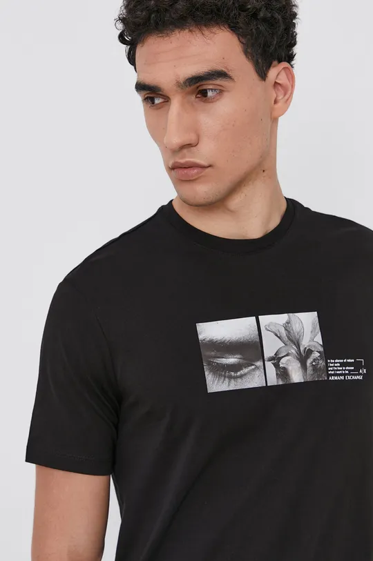 czarny Armani Exchange T-shirt bawełniany 6KZTFH.ZJBVZ