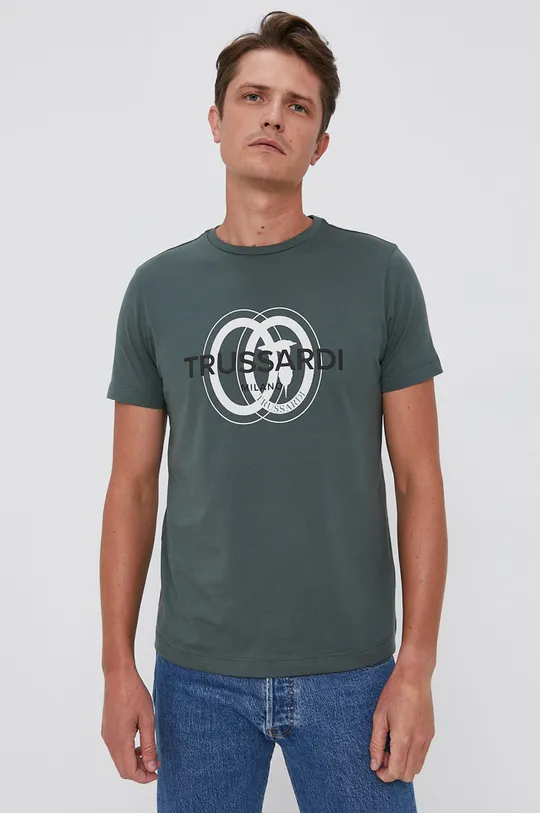 zelená Bavlnené tričko Trussardi