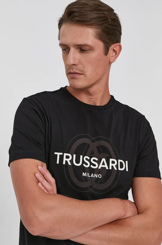 čierna Bavlnené tričko Trussardi