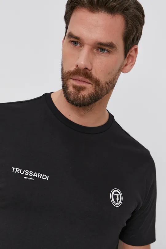czarny Trussardi T-shirt bawełniany