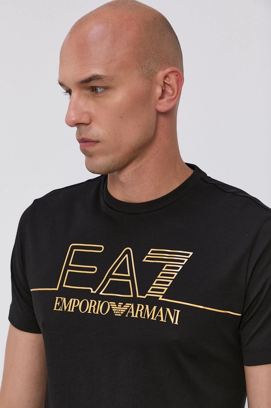 czarny EA7 Emporio Armani T-shirt bawełniany 6KPT19.PJM9Z