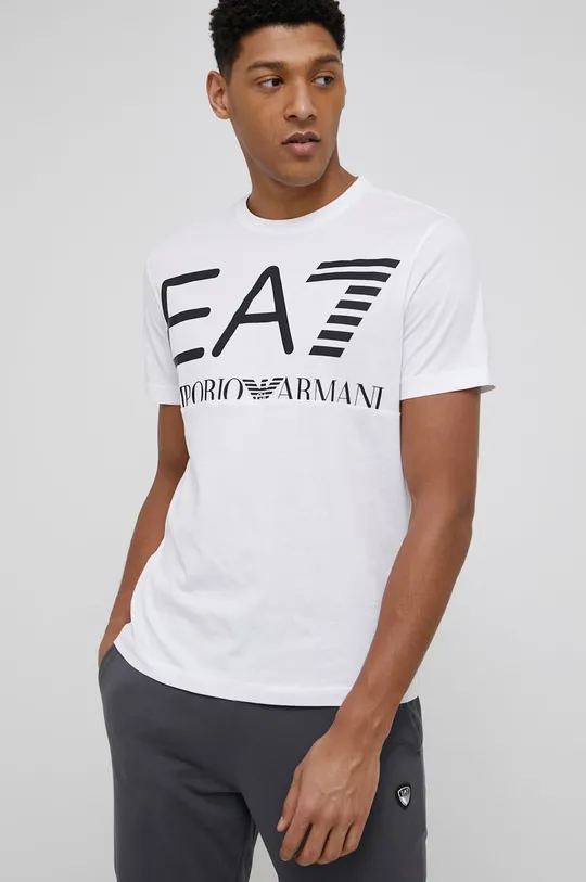 biały EA7 Emporio Armani T-shirt bawełniany 6KPT23.PJ6EZ Męski