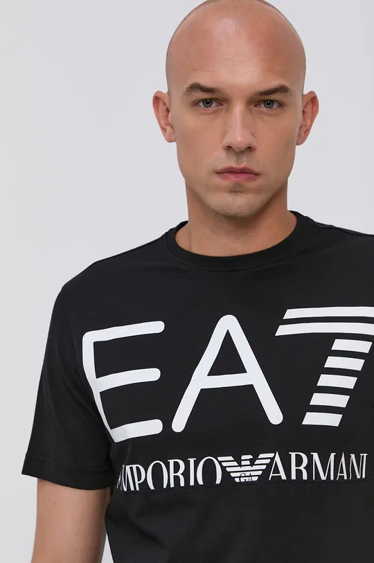 czarny EA7 Emporio Armani T-shirt bawełniany 6KPT23.PJ6EZ