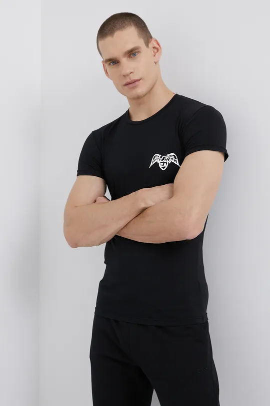 czarny Emporio Armani Underwear T-shirt i kosmetyczka 111035.1A597 Męski