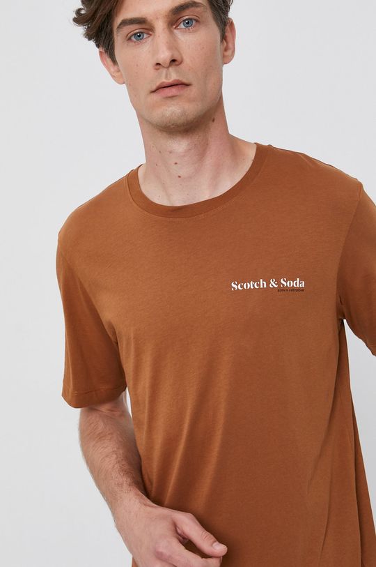 brązowy Scotch & Soda T-shirt bawełniany