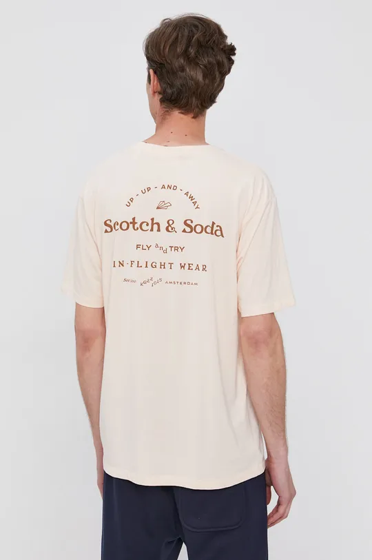 różowy Scotch & Soda T-shirt bawełniany Męski