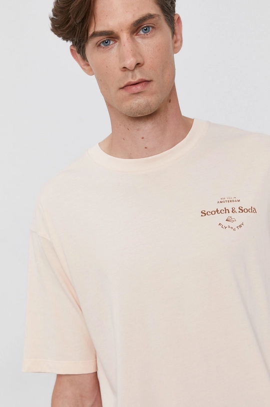 różowy Scotch & Soda T-shirt bawełniany