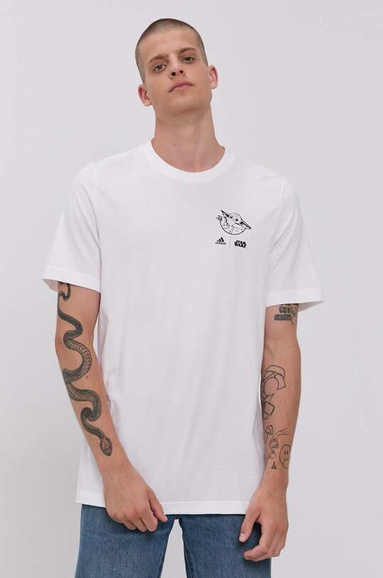Bavlněné tričko adidas x Star Wars GS6213 bílá barva, s potiskem |  ANSWEAR.cz