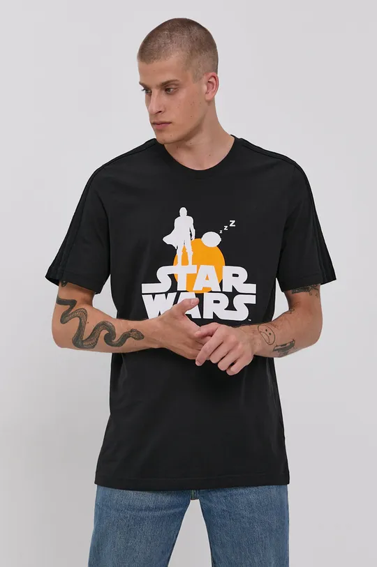 čierna Bavlnené tričko adidas x Star Wars GS6224