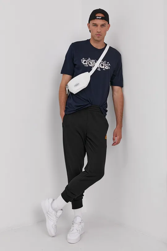 adidas T-shirt bawełniany GS6263 granatowy