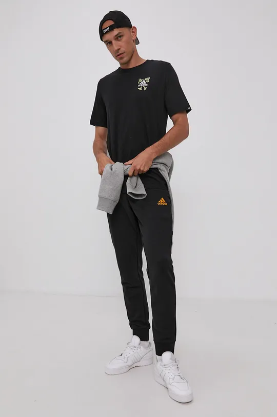 czarny adidas T-shirt bawełniany GS6295 Męski