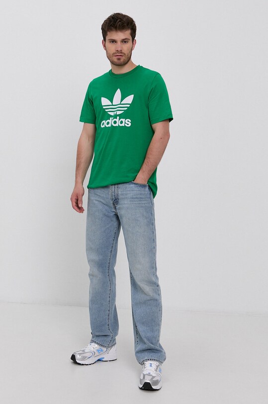 adidas Originals T-shirt H06639 męski kolor zielony z nadrukiem |  Answear.com