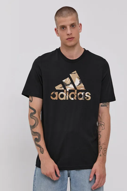 czarny adidas T-shirt bawełniany H12198 Męski