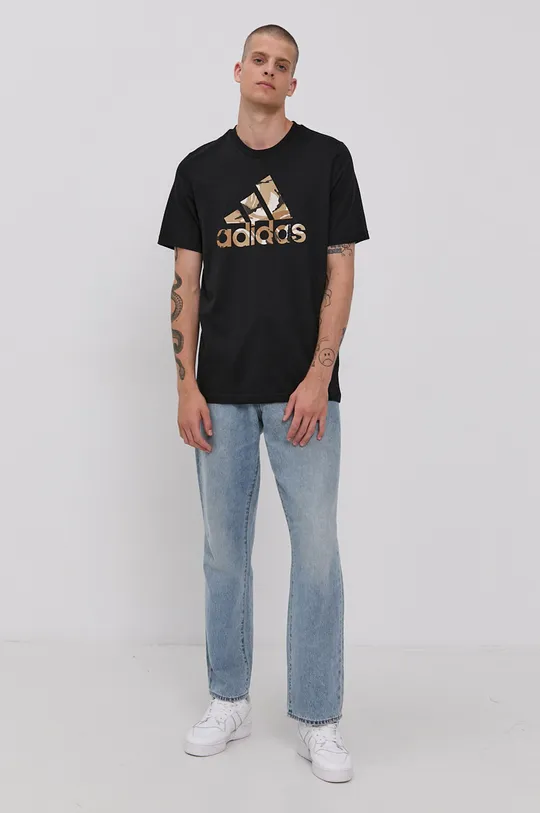 Bavlnené tričko adidas H12198 čierna
