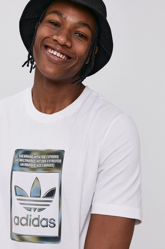 biały adidas Originals T-shirt bawełniany H13500 Męski