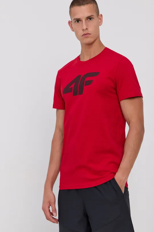červená Bavlnené tričko 4F Pánsky