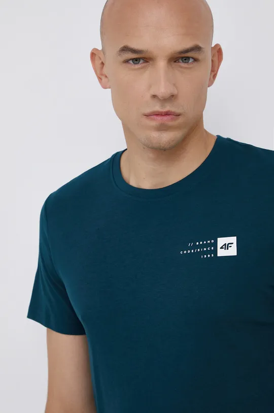 turkusowy 4F T-shirt bawełniany Męski