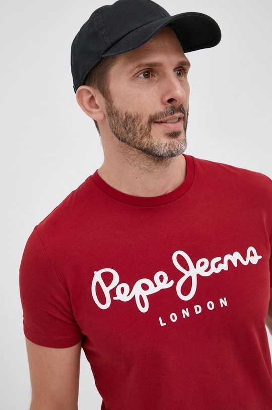 bordowy Pepe Jeans T-shirt