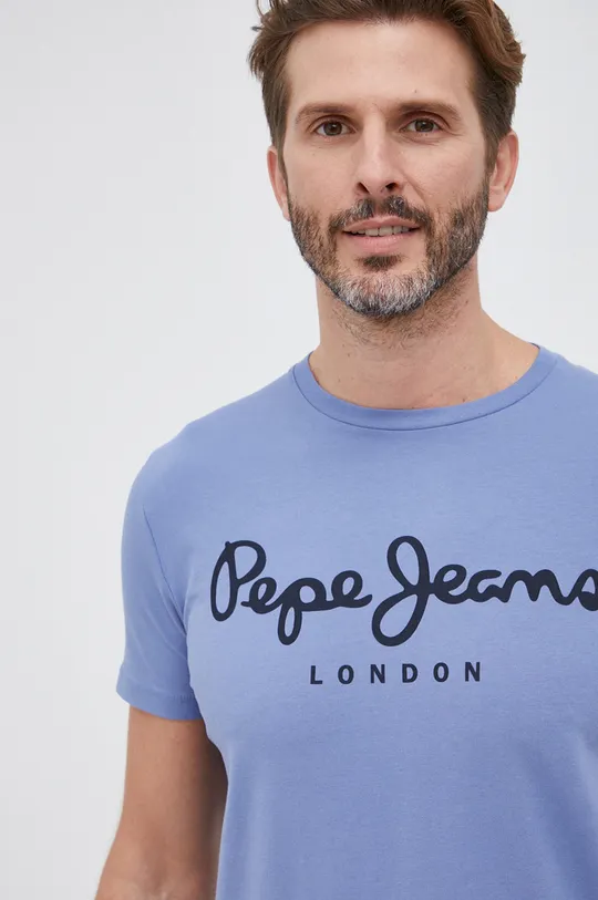 niebieski Pepe Jeans T-shirt Męski