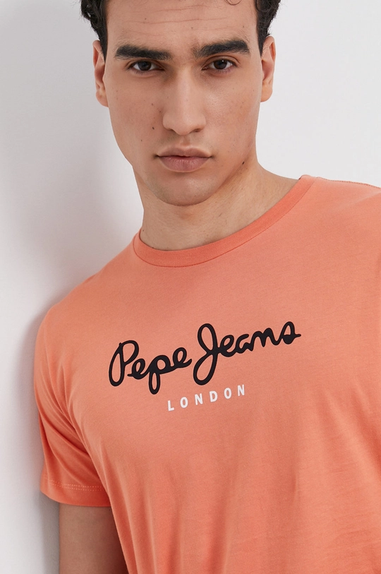 pomarańczowy Pepe Jeans T-shirt bawełniany Eggo Męski