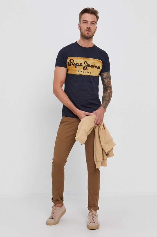 granatowy Pepe Jeans T-shirt bawełniany Charing Męski