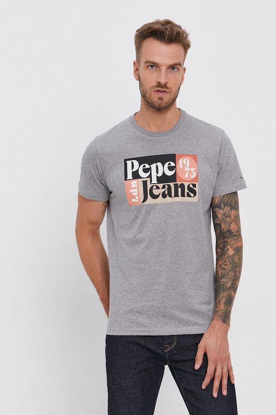 sivá Bavlnené tričko Pepe Jeans Wells