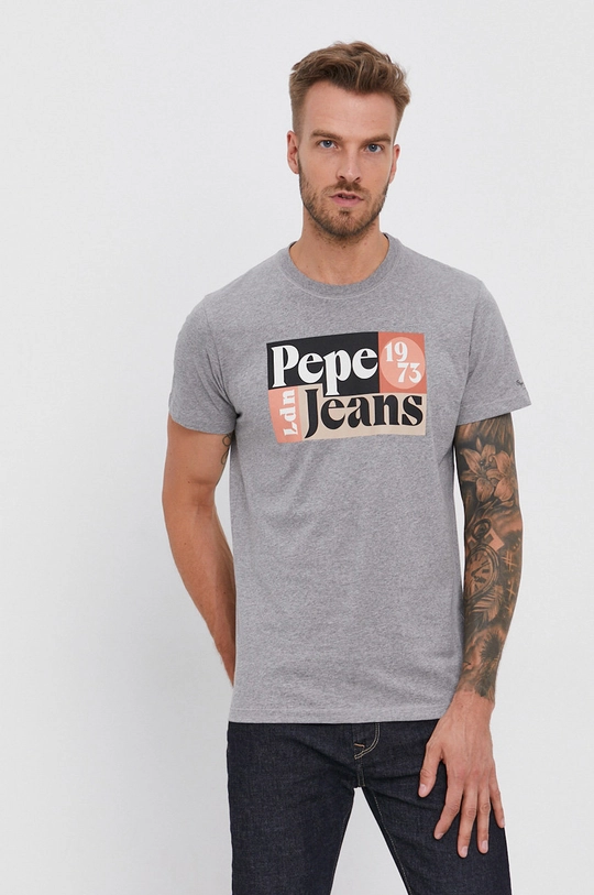 szary Pepe Jeans T-shirt bawełniany Wells