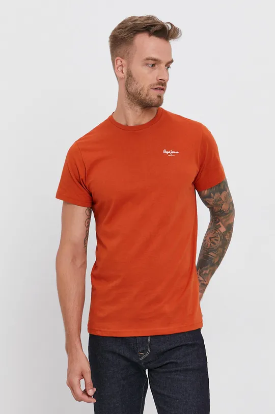 oranžová Bavlnené tričko Pepe Jeans Derek Pánsky