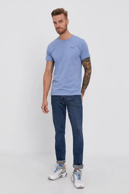 Bavlnené tričko Pepe Jeans Derek modrá