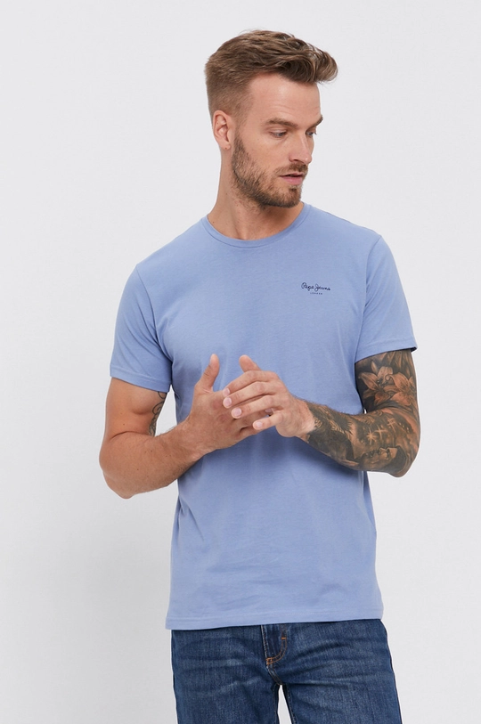 niebieski Pepe Jeans T-shirt bawełniany Derek