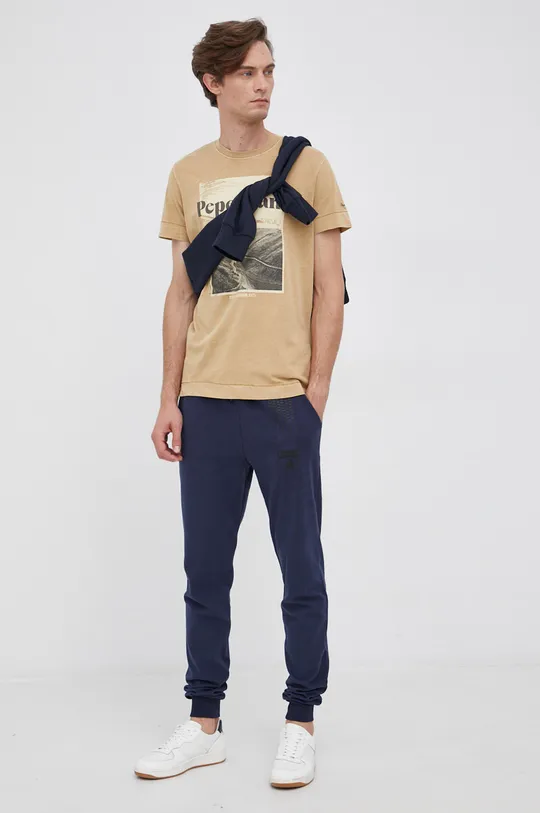Pepe Jeans T-shirt bawełniany beżowy