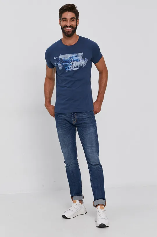 Bavlnené tričko Pepe Jeans Golders tmavomodrá