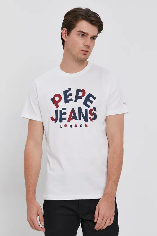 biały Pepe Jeans T-shirt bawełniany Raphael