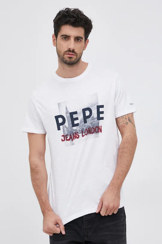 biały Pepe Jeans T-shirt bawełniany Męski