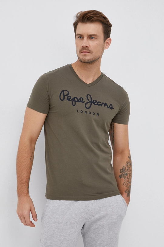 zielony Pepe Jeans T-shirt Męski