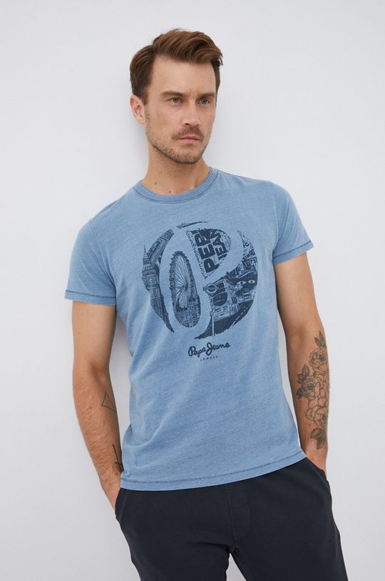 niebieski Pepe Jeans T-shirt bawełniany