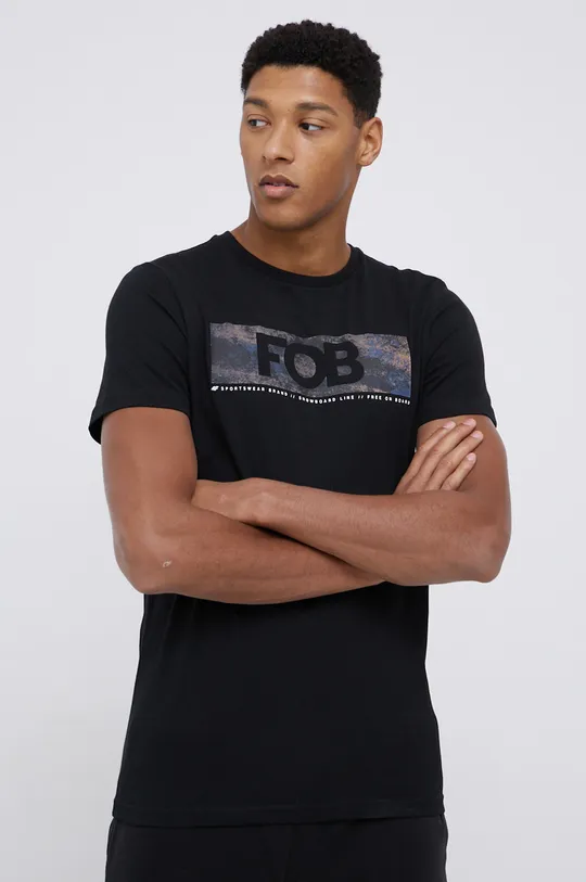 czarny 4F T-shirt bawełniany Męski